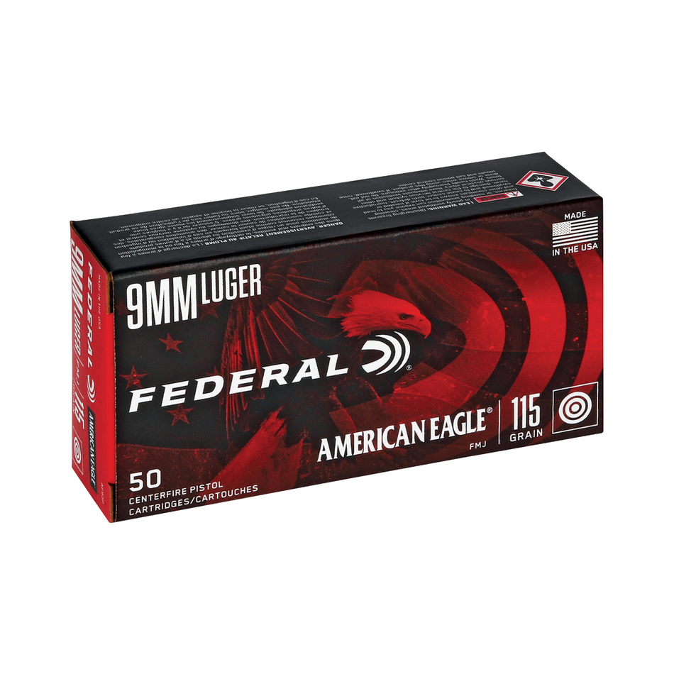 Federal American Eagle 9mm Full Metal Jacket Ammunition