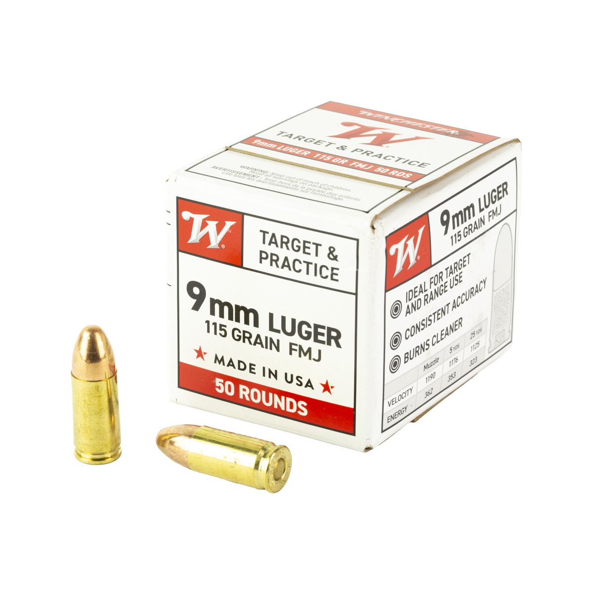 Winchester 9mm Full Metal Jacket Ammunition